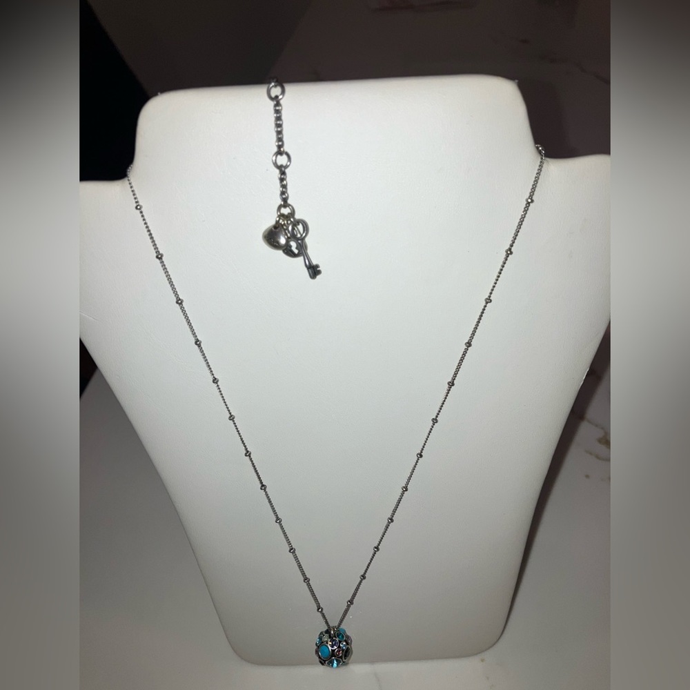 🪩 FOSSIL Multicolored Rhinestone Disco Ball Pendant Necklace 🪩 - Picture 9 of 13